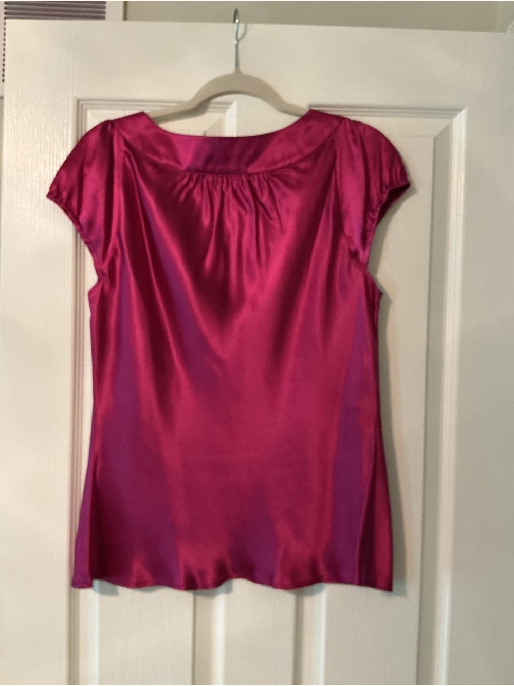 Anne Klein Satin Cap Sleeve Blouse in Magenta
